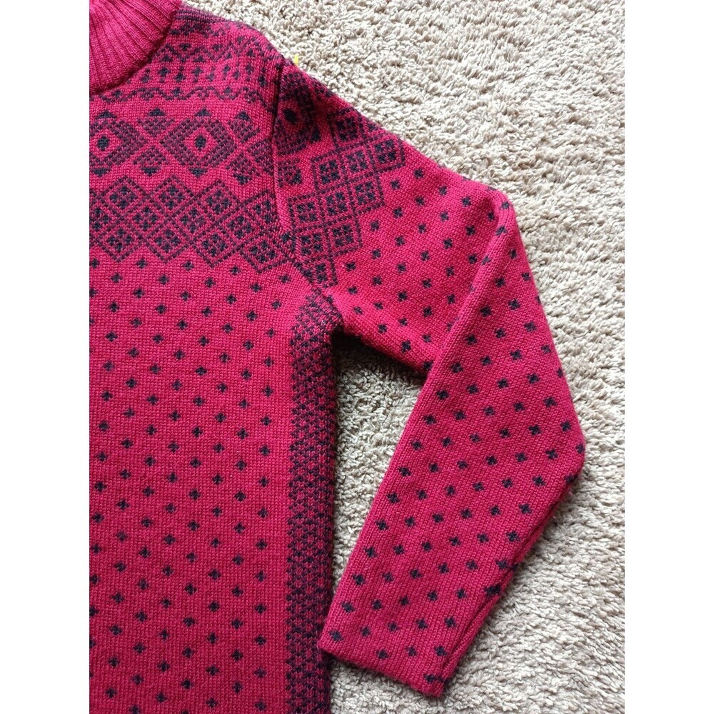 lands End Cardigan Sweater Men's Small Full Zip Wool Red Long Sleeve - Picture 4 of 11